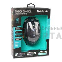 Мышь игровая, DEFENDER Shock GM-110L, USB, проводная, 6 кнопок Мышь игровая, DEFENDER Shock GM-110L, USB, проводная, 6 кнопок
