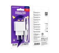 СЗУ Borofone BAS11A Erudite, кабель USB to Micro, белый