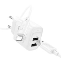 СЗУ HOCO C141A, кабель USB - Lightning, 1m,  белый